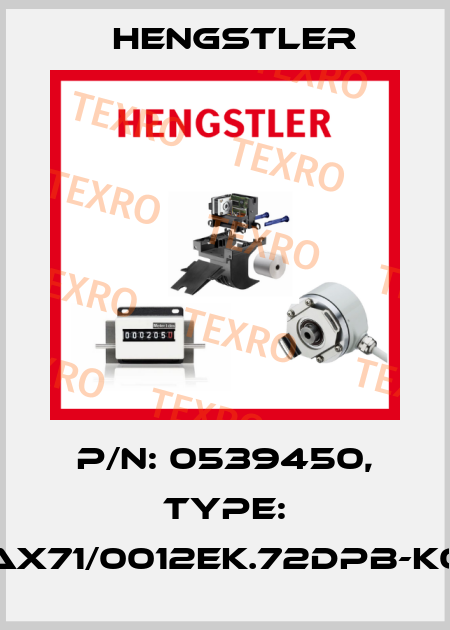 p/n: 0539450, Type: AX71/0012EK.72DPB-K0 Hengstler