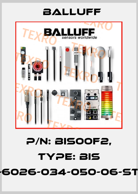 P/N: BIS00F2, Type: BIS M-6026-034-050-06-ST19 Balluff