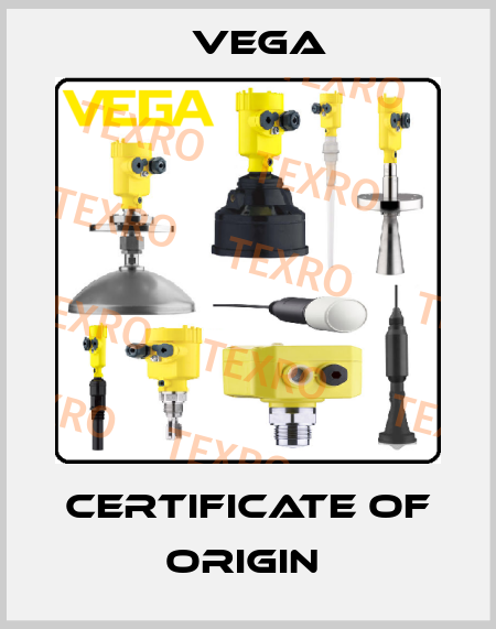 Certificate of origin  Vega