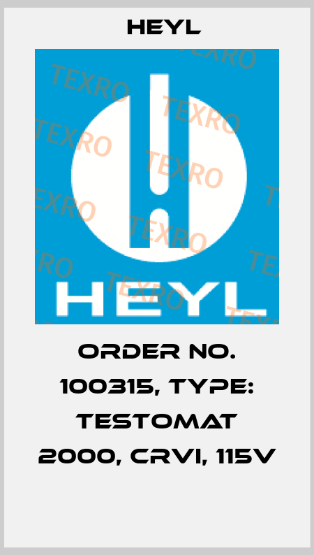 Order No. 100315, Type: Testomat 2000, CrVI, 115V  Heyl