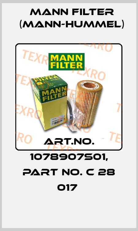 Art.No. 1078907S01, Part No. C 28 017  Mann Filter (Mann-Hummel)