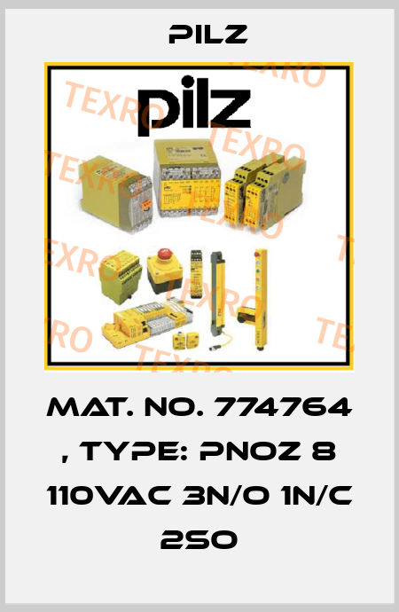 Mat. No. 774764 , Type: PNOZ 8 110VAC 3n/o 1n/c 2so Pilz