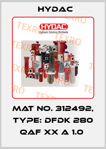 Mat No. 312492, Type: DFDK 280 QAF XX A 1.0  Hydac