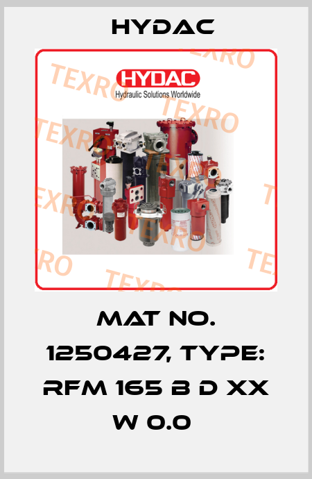 Mat No. 1250427, Type: RFM 165 B D XX W 0.0  Hydac
