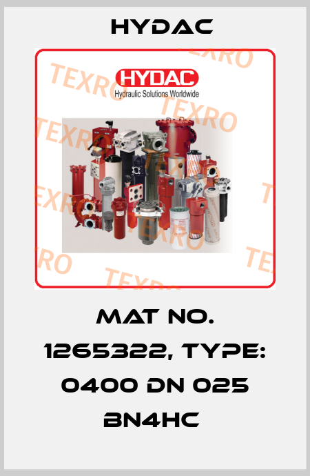 Mat No. 1265322, Type: 0400 DN 025 BN4HC  Hydac