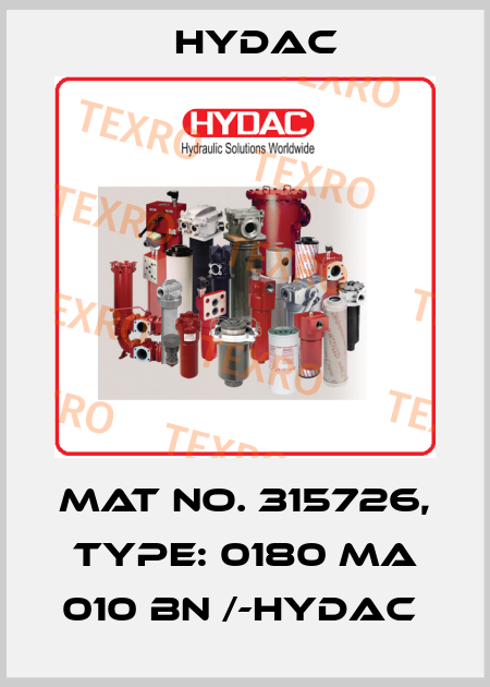 Mat No. 315726, Type: 0180 MA 010 BN /-HYDAC  Hydac