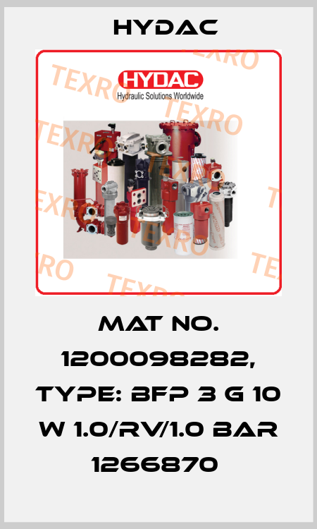 Mat No. 1200098282, Type: BFP 3 G 10 W 1.0/RV/1.0 BAR          1266870  Hydac