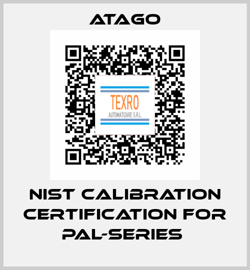 NIST Calibration Certification for PAL-series  ATAGO