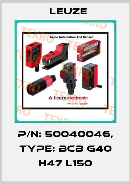p/n: 50040046, Type: BCB G40 H47 L150 Leuze