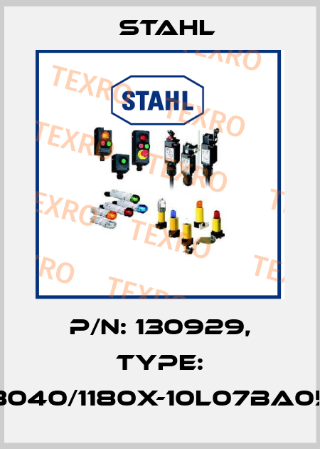 P/N: 130929, Type: 8040/1180X-10L07BA05 Stahl