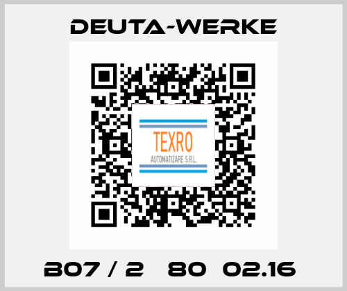 B07 / 2   80  02.16  Deuta-Werke
