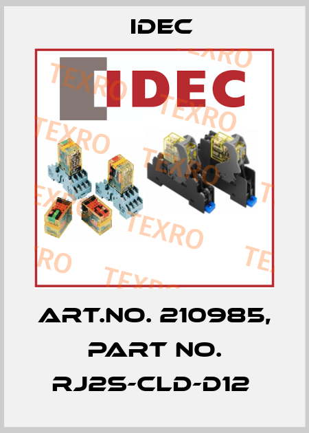 Art.No. 210985, Part No. RJ2S-CLD-D12  Idec