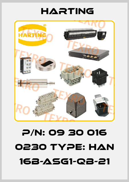 P/N: 09 30 016 0230 Type: Han 16B-asg1-QB-21 Harting