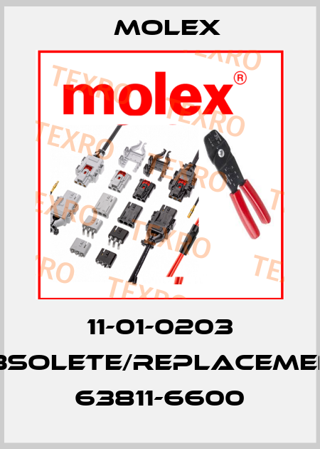 11-01-0203 obsolete/replacement 63811-6600 Molex