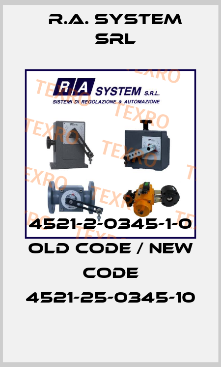 4521-2-0345-1-0 old code / new code 4521-25-0345-10 R.A. System Srl