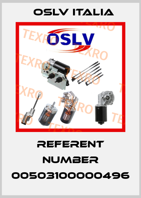 Referent number 00503100000496 OSLV Italia