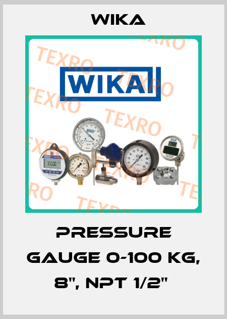 PRESSURE GAUGE 0-100 KG, 8", NPT 1/2"  Wika