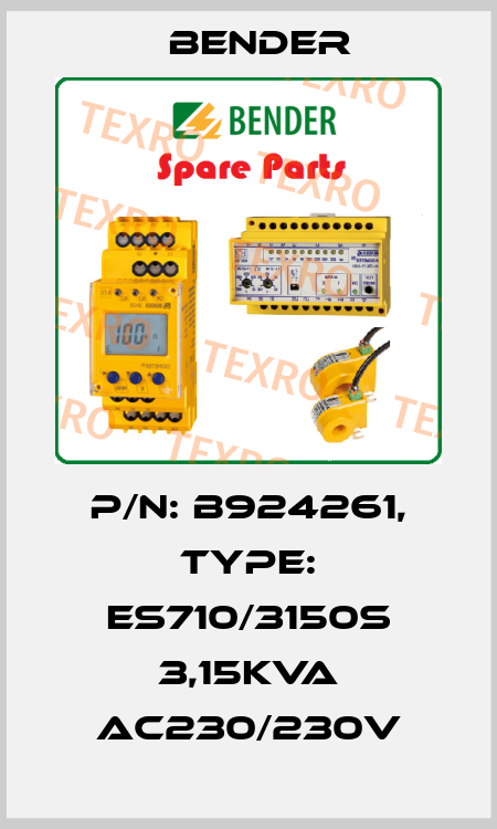 p/n: B924261, Type: ES710/3150S 3,15kVA AC230/230V Bender