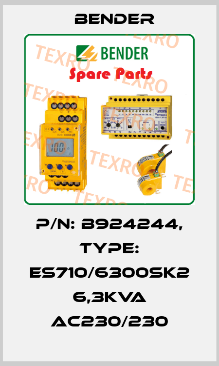 p/n: B924244, Type: ES710/6300SK2 6,3kVA AC230/230 Bender