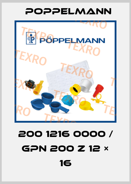 200 1216 0000 / GPN 200 Z 12 × 16 Poppelmann