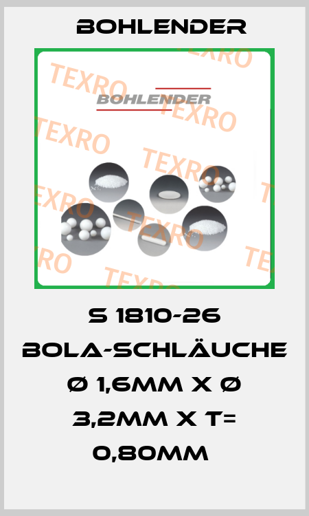 S 1810-26 BOLA-SCHLÄUCHE Ø 1,6MM X Ø 3,2MM X T= 0,80MM  Bohlender