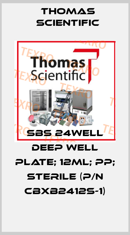 SBS 24well Deep Well Plate; 12ml; PP; Sterile (p/n CBXB2412S-1) Thomas Scientific