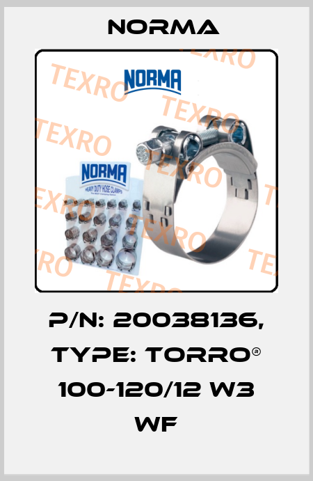 P/N: 20038136, Type: TORRO® 100-120/12 W3 WF Norma