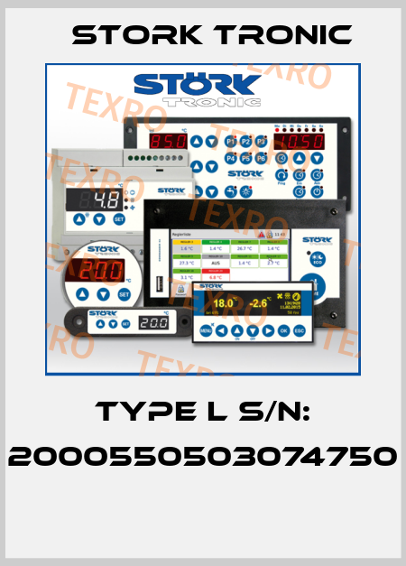 type L s/n: 2000550503074750  Stork tronic