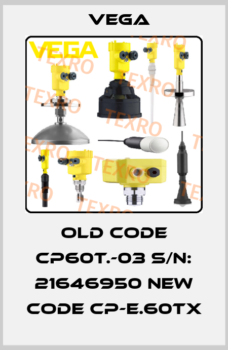old code CP60T.-03 s/n: 21646950 new code CP-E.60TX Vega