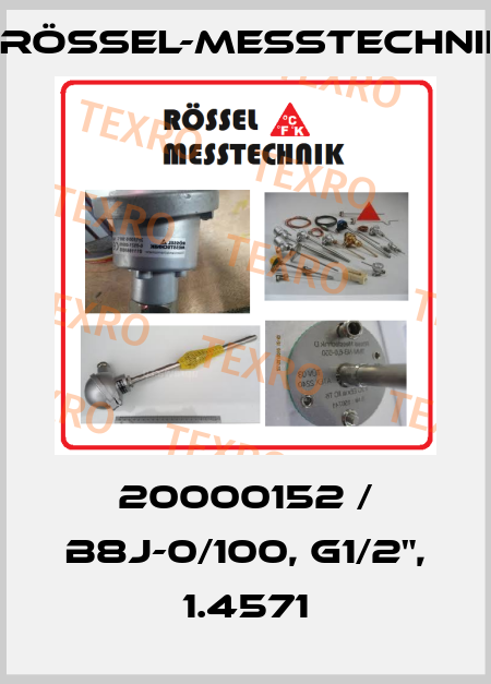 20000152 / B8J-0/100, G1/2", 1.4571 Rössel-Messtechnik