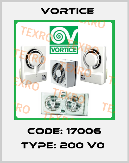 Code: 17006 Type: 200 V0  Vortice