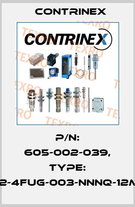 p/n: 605-002-039, Type: S12-4FUG-003-NNNQ-12MG Contrinex