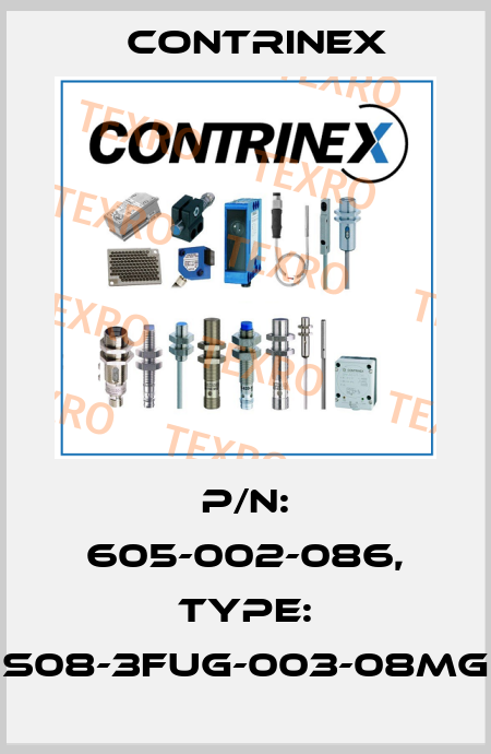 p/n: 605-002-086, Type: S08-3FUG-003-08MG Contrinex