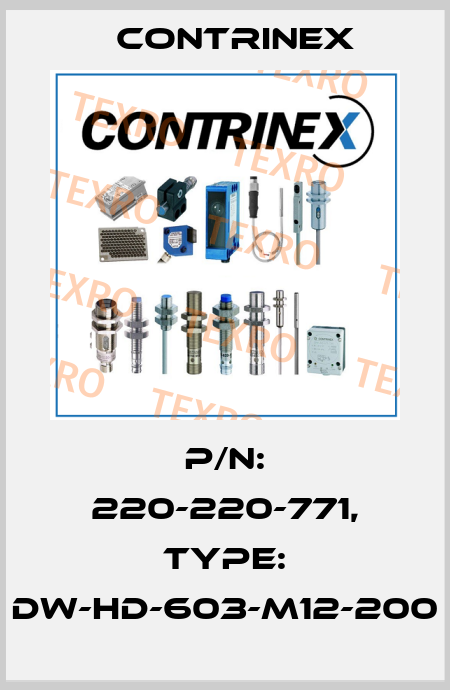 P/N: 220-220-771, Type: DW-HD-603-M12-200 Contrinex