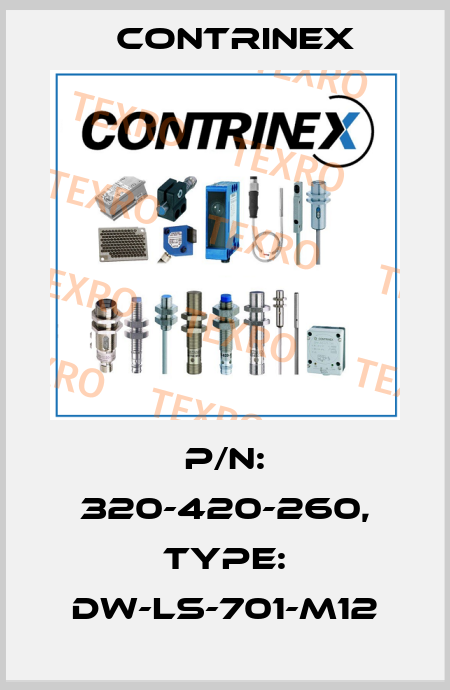 p/n: 320-420-260, Type: DW-LS-701-M12 Contrinex