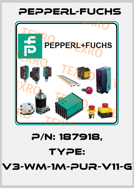 p/n: 187918, Type: V3-WM-1M-PUR-V11-G Pepperl-Fuchs