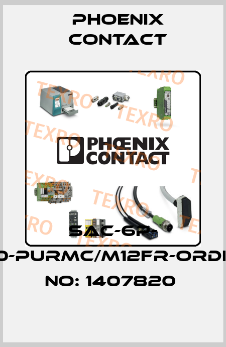 SAC-6P- 5,0-PURMC/M12FR-ORDER NO: 1407820  Phoenix Contact