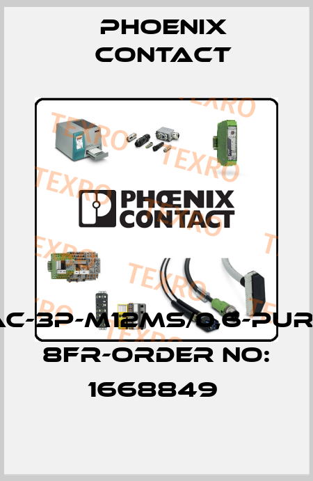 SAC-3P-M12MS/0,6-PUR/M 8FR-ORDER NO: 1668849  Phoenix Contact