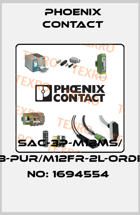 SAC-3P-M12MS/ 0,3-PUR/M12FR-2L-ORDER NO: 1694554  Phoenix Contact