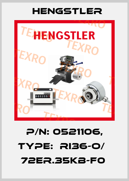P/N: 0521106, Type:  RI36-O/   72ER.35KB-F0  Hengstler