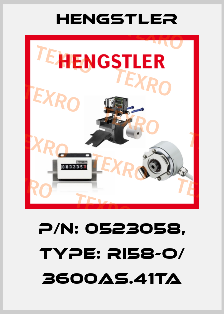 p/n: 0523058, Type: RI58-O/ 3600AS.41TA Hengstler