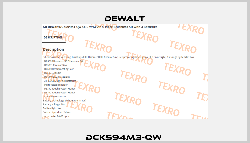 DCK594M3-QW  Dewalt