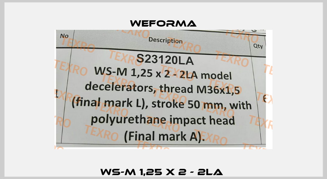 WS-M 1,25 x 2 - 2LA  Weforma