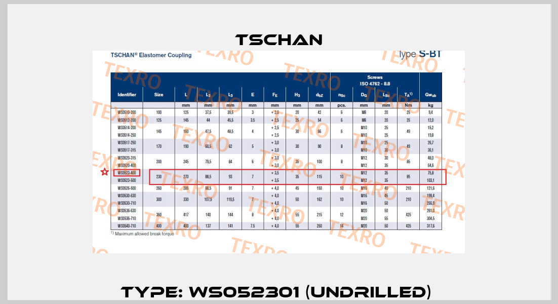 Type: WS052301 (undrilled)  Tschan