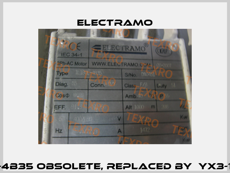 1L180L-4B35 obsolete, replaced by  YX3-180L-4  Electramo