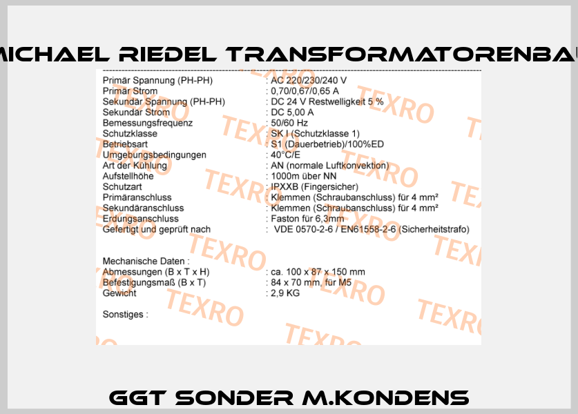 GGT Sonder m.Kondens Michael Riedel Transformatorenbau