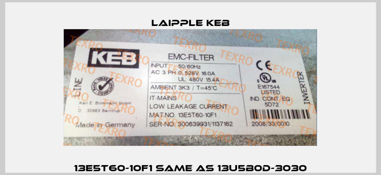 13E5T60-10F1 same as 13U5B0D-3030 LAIPPLE KEB