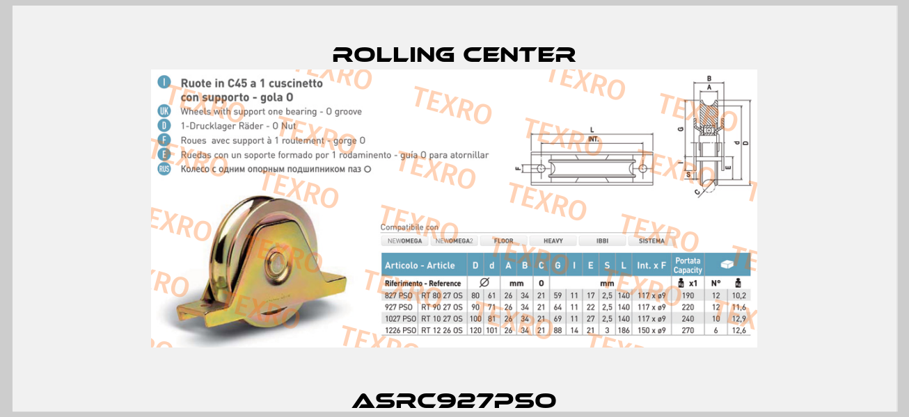 ASRC927PSO Rolling Center