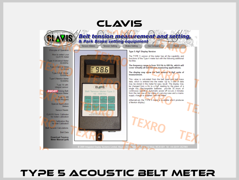 Type 5 acoustic belt meter  Clavis