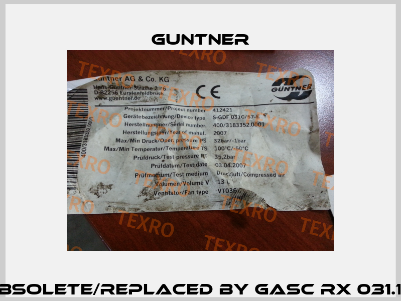 S-GDF 031C/57-E obsolete/replaced by GASC RX 031.1/4-70.E-1846294P  Guntner